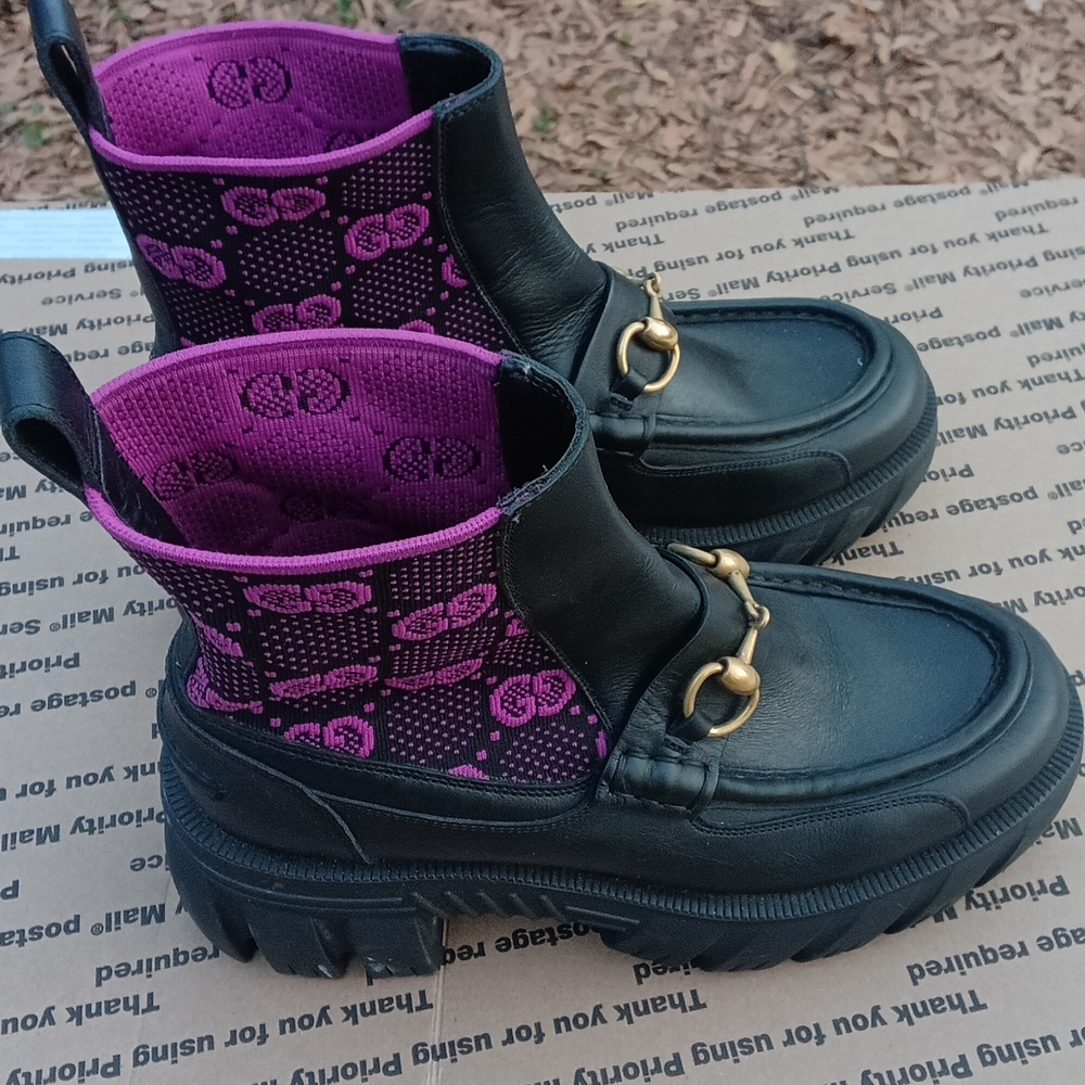 Gucci Black and Purple Ankle Boots - Picture 2 of 8